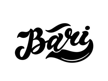 Bari. The name of the Italian city in the region of Puglia. Hand drawn lettering. Vector illustration. Best for souvenir products.