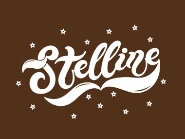 Stelline. İtalyanca makarnanın adı. El çizimi harfler. Vektör çizimi. Resimler restoran ya da kafe menüsü tasarımı için harikadır.