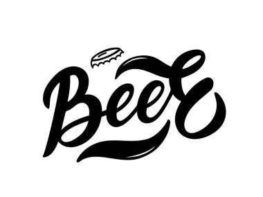 - Bira. El çizimi harfler. Vektör çizimi. Restoran veya bar tasarımı için en iyisi