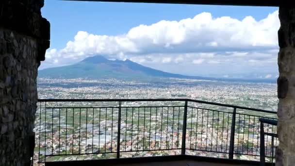 Panoramatický pohled do údolí, Neapolský záliv a Vesuv Pompeje — Stock video