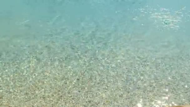澄んだ水面の質感 きれいな水の池の波紋 太陽の輝きの水の背景 — ストック動画