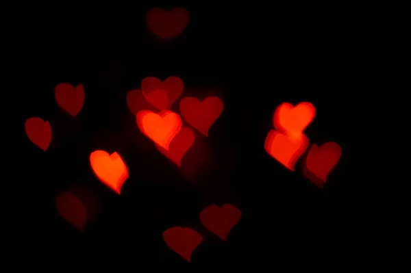 Forme de coeur bokeh de fond de lampadaire, fond de coeur amour — Photo