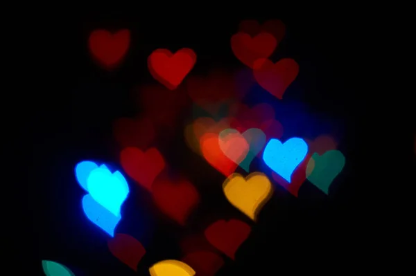 Forma de corazón bokeh de fondo de luz de calle, fondo de corazón de amor — Foto de Stock