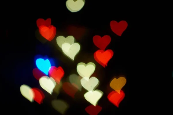 Форма сердца bokeh с улицы свет фона, любовь сердце фон — стоковое фото