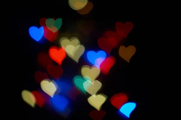 Forma de corazón bokeh de fondo de luz de calle, fondo de corazón de amor — Foto de Stock