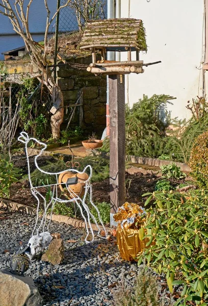 Alimentadores de pássaros. Casa de árvore para os pássaros, apartamento alegre — Fotografia de Stock