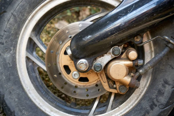 Hamulec Tarczowy Motocykla Systemem Abs Przednie Koło Motocykl Duży Rower — Zdjęcie stockowe
