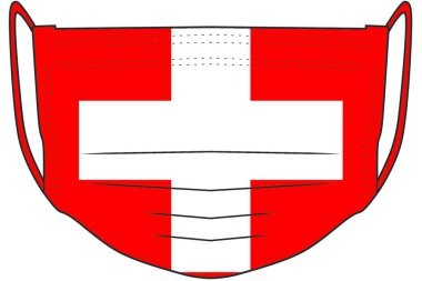 Covid-19, fotoğraf motifli yüz maskesi şablonu, İsviçre.