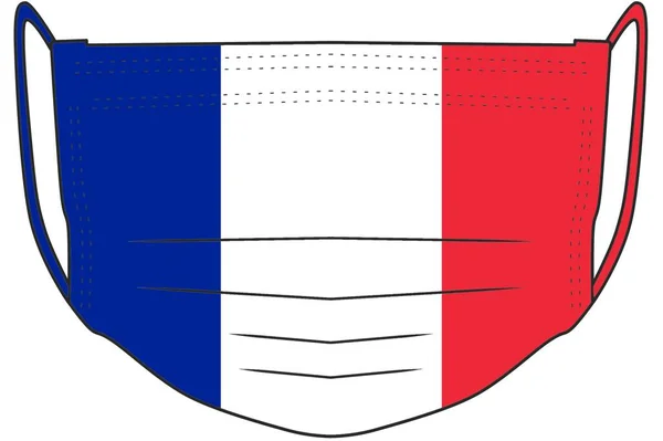 Covid Προσωπογραφία Μάσκα Πρότυπο Φωτογραφία Μοτίβο Σημαία Γαλλίας — Φωτογραφία Αρχείου