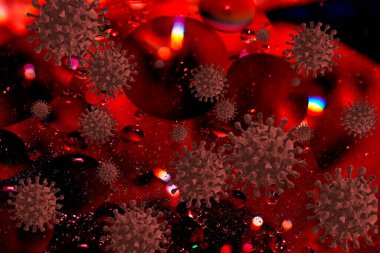 Grip hücresi COVID-19 virüsü. Coronavirüs, tıbbi konsept..