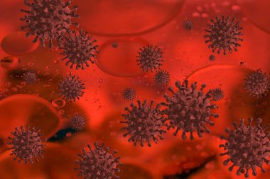 Grip hücresi COVID-19 virüsü. Coronavirüs, tıbbi konsept..