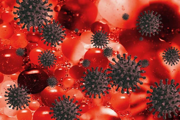 Grip hücresi COVID-19 virüsü. Coronavirüs, tıbbi konsept..