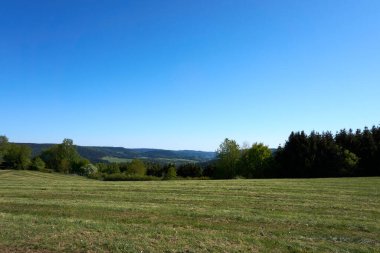 Vulkaneifel, Almanya 'daki manzaranın panoramik bir fotoğrafı.