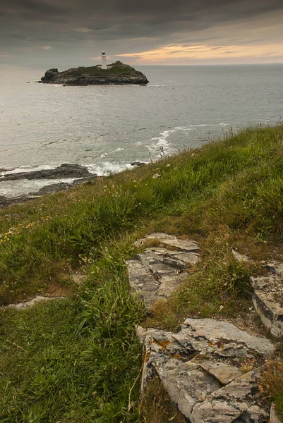 Godrevy Light House High Tide Godrevy Cornovaglia Inghilterra — Foto Stock