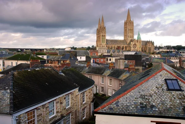 Truro Katedrali bulutlu bir öğleden sonra Cornwall, İngiltere