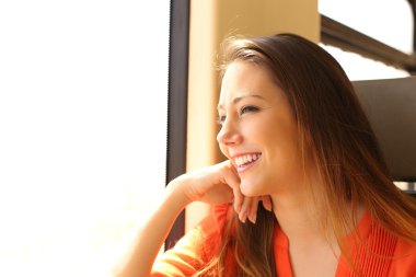 Pencereden bakarak seyahat tren yolcu