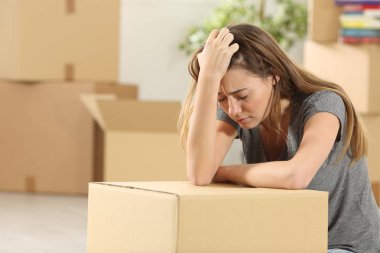 Sad homeowner moving home after eviction clipart