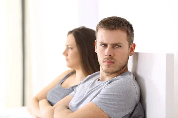 Angry couple after argument on the bed — Stock Photo, Image