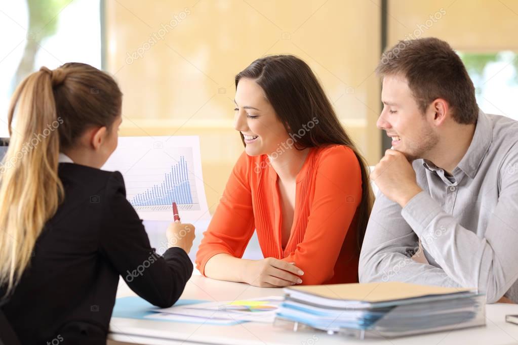 Businesspeople talking during an audit