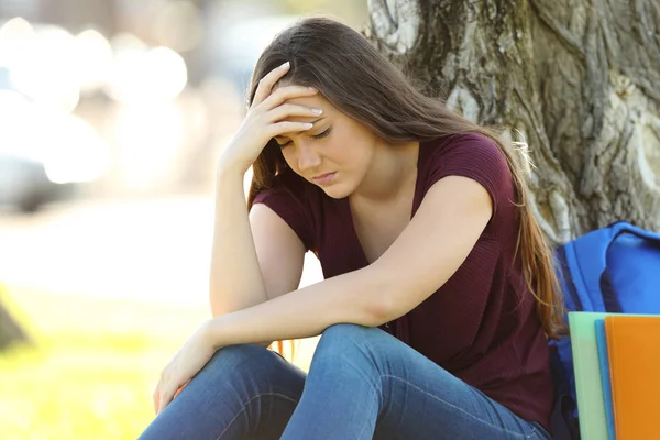 Besorgte Schüler jammern im Freien — Stockfoto