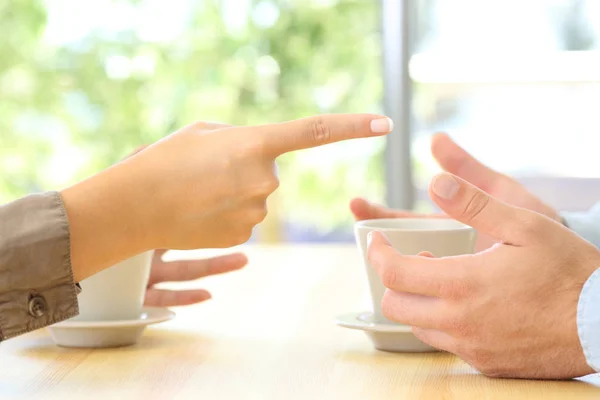 Close up of couple hands arguing at home — Stock Photo, Image