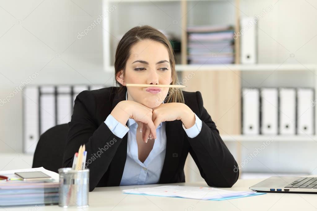 Lazy employee wasting time at office