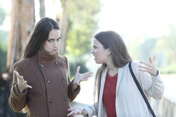 Due donne arrabbiate che litigano in un parco — Foto Stock