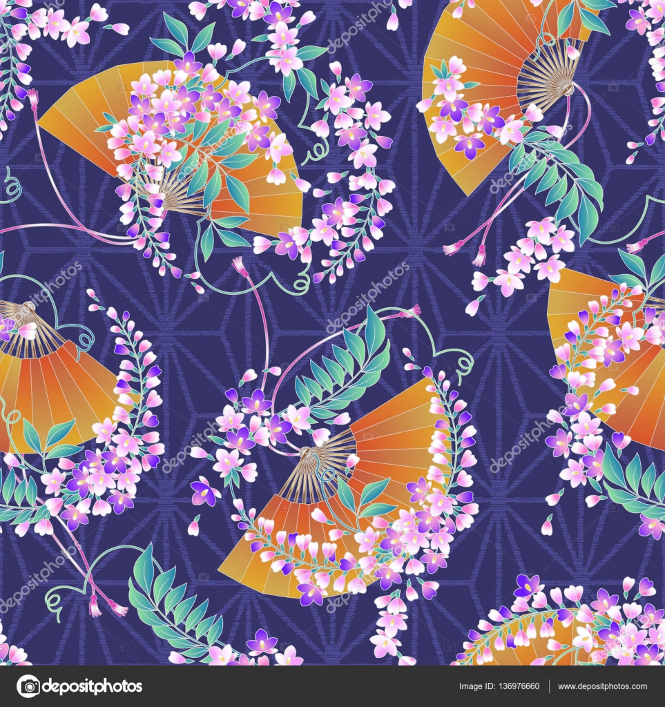 Dessin De Fleurs De Glycine Style Japonais Image