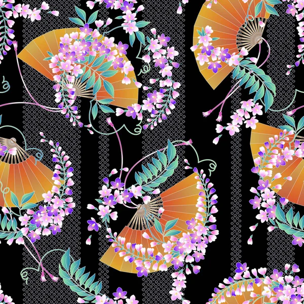 Japon tarzı wisteria çiçek deseni