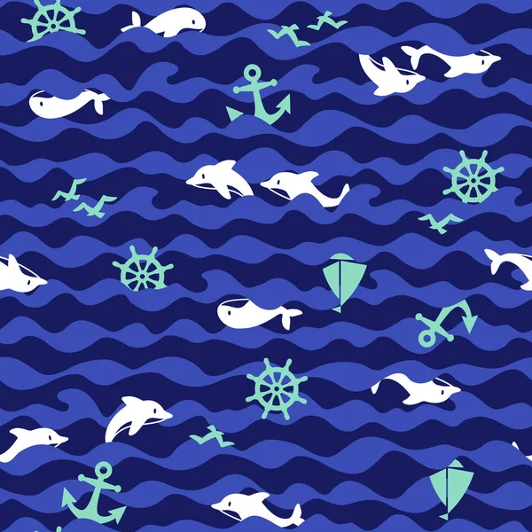 漂亮的海豚图案 — 图库矢量图片