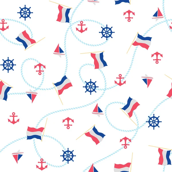 Flag and anchor pattern — Stock Vector