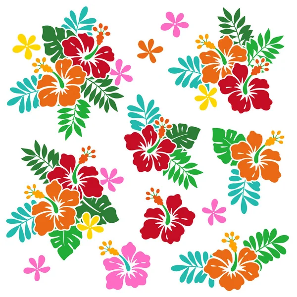 Hibiscus Ilustración de flores — Archivo Imágenes Vectoriales