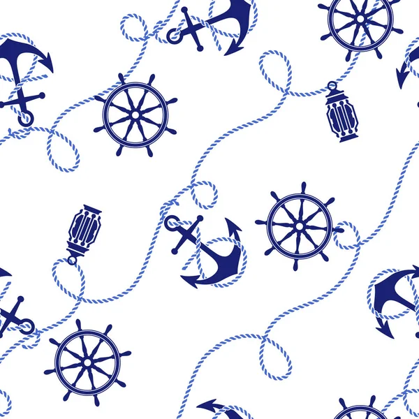 Anchor and steering wheel pattern — Stock Vector