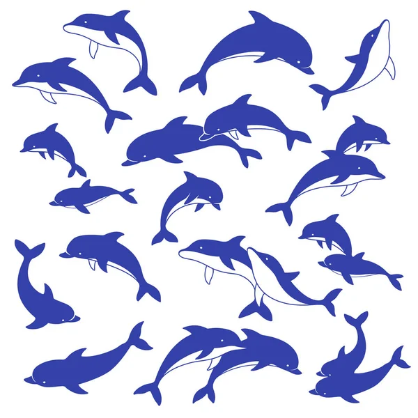 Bonita ilustración de delfines — Vector de stock