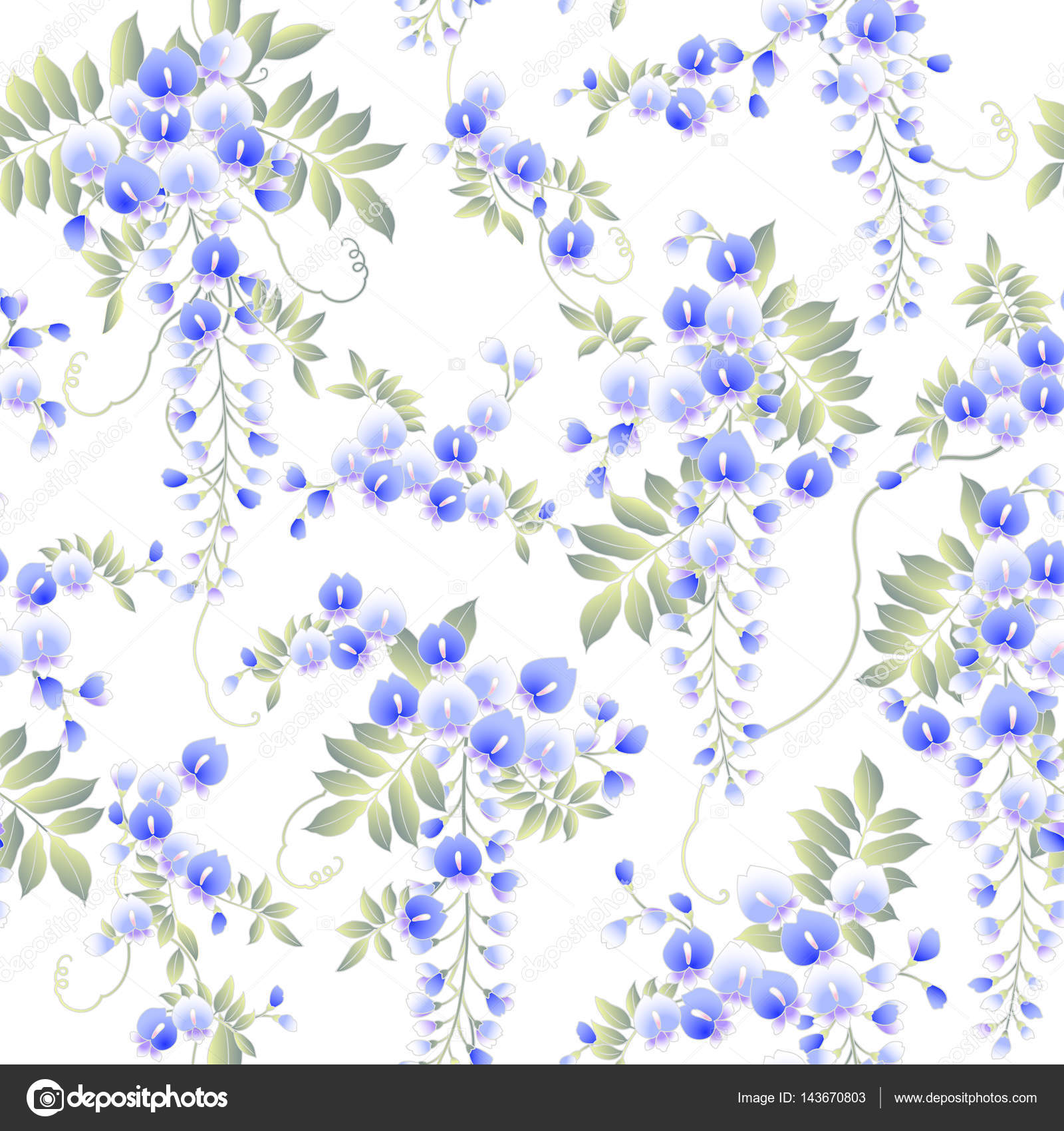 Dessin De Fleurs De Glycine Style Japonais Image