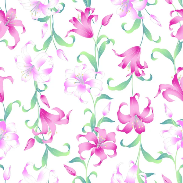 Japonský styl lily vzor — Stockový vektor