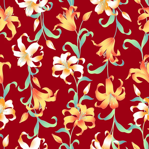 Japanse stijl lily patroon — Stockvector