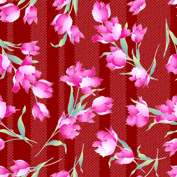 Patrón de tulipán estilo japonés — Vector de stock
