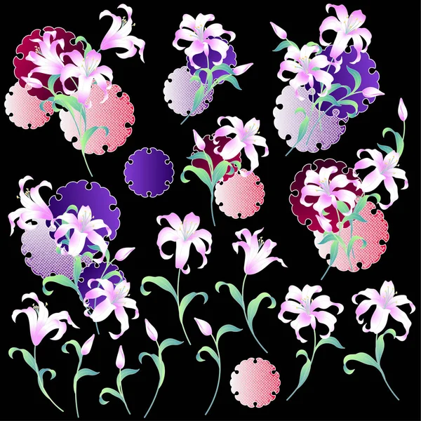 Japanese style lily — Stock Vector © daicokuebisu 112239090