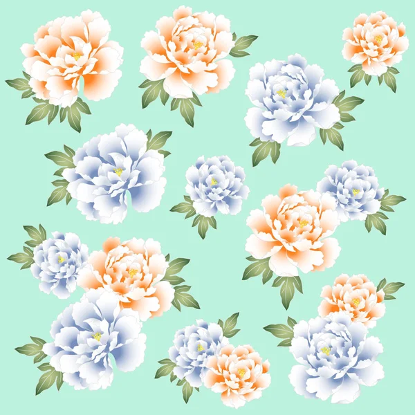 Japanse stijl peony, — Stockvector