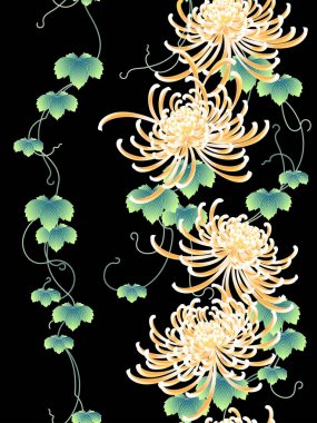 Japon tarzı krizantem çiçek deseni