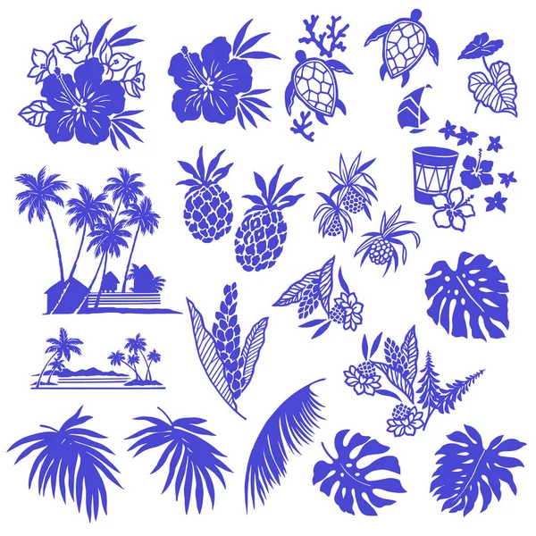 Hibiskus och ananas illustration — Stock vektor