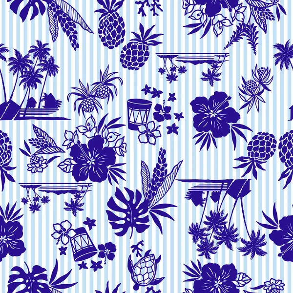 Hibiscus et motif d'ananas — Image vectorielle