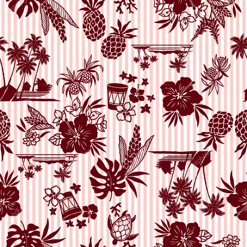 Hibiscus and pineapple pattern