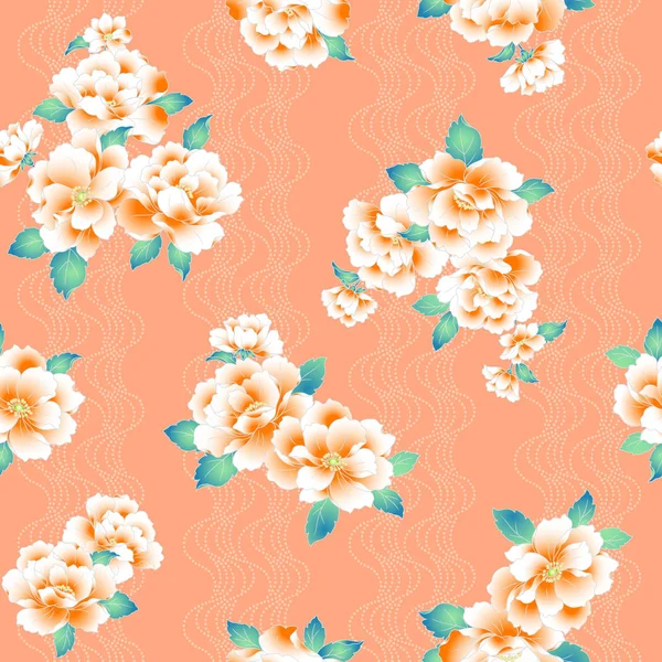 Japanese style peony pattern — Stock Vector