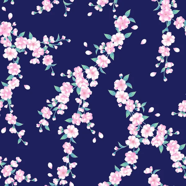 Patrón de flor de cerezo de estilo japonés — Archivo Imágenes Vectoriales