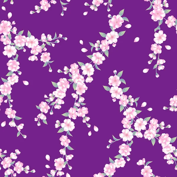 Japanse stijl kersenbloesem patroon — Stockvector