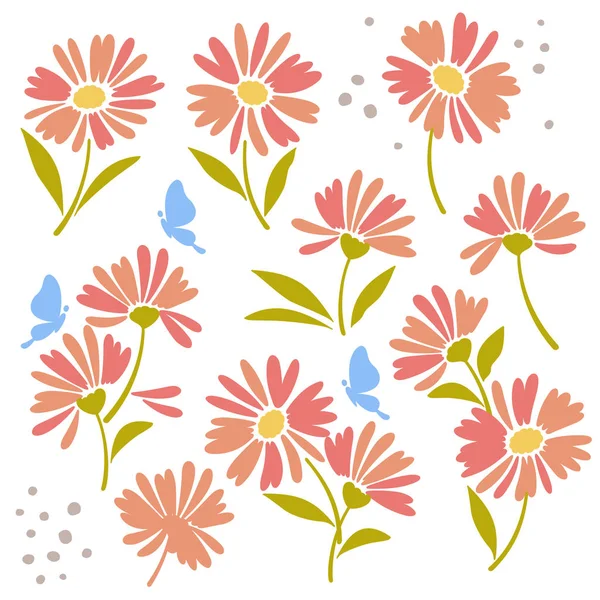 Material de ilustración de flores — Vector de stock