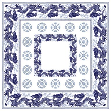 Japon tarzı ejderha eşarp