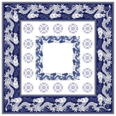 Japon tarzı ejderha eşarp